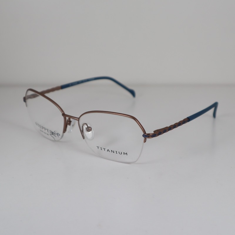 Stepper SI-50255 F015 Blue Half Rim Eyeglasses Frames 53-16-130mm