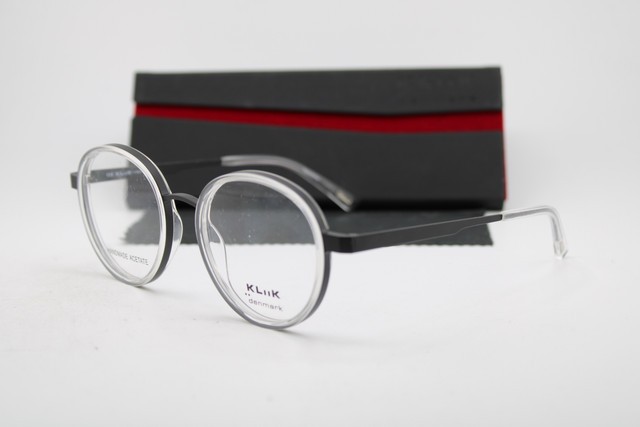 NEW KLIIK DENMARK 761 S413 BLACK CLEAR GUNMETAL AUTHENTIC EYEGLASSES 48-18