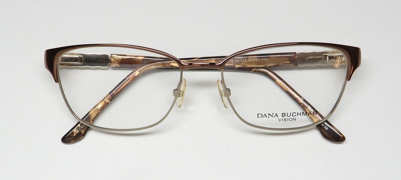 NEW DANA BUCHMAN POPPI EYEGLASSES TW WOMENS 52-16-135 BROWN FULL-RIM METAL & gallery