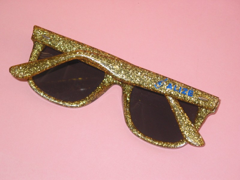Glitz! By Susan Lauter ~ 80's Golden Glitter Sun Glasses ~ Excellent Condition gallery