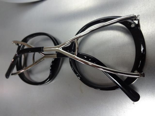 Womens Oversized Retro Style Round Black Lensless Eye Glasses Frame Only NO Lens gallery