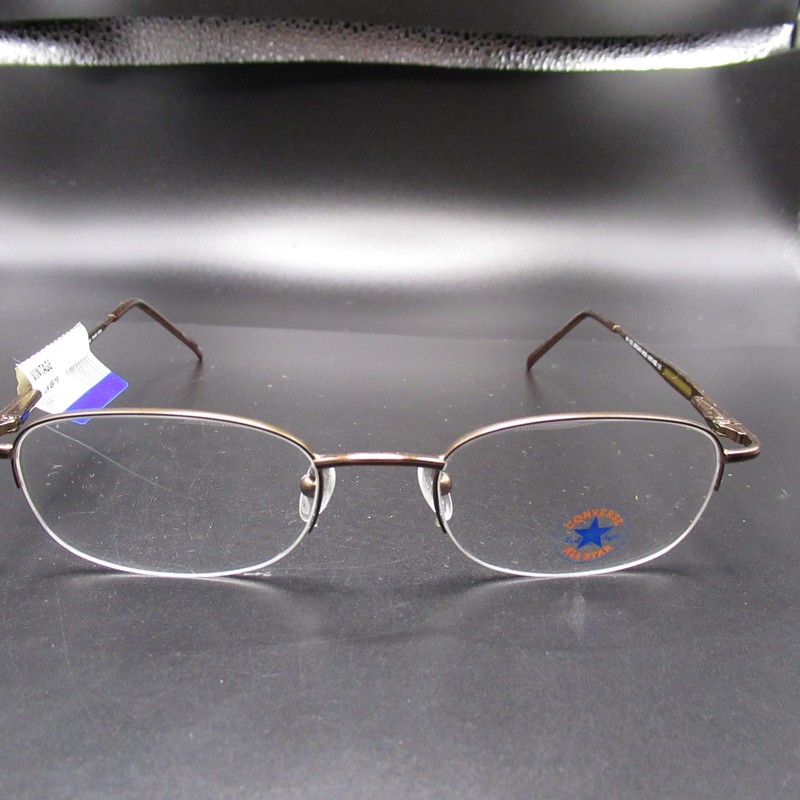 Converse Eyeglass Frames All Star Vintage 49-19 Brown Oval Full Rim Metal 140