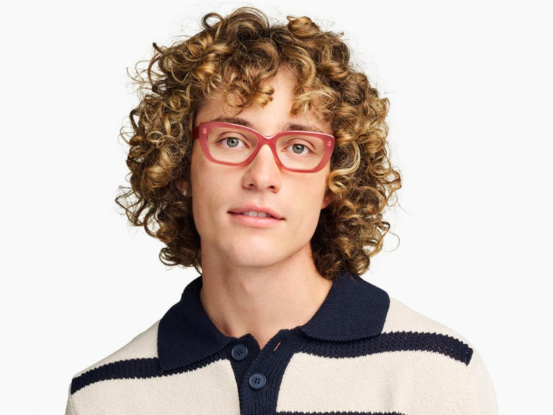 Warby Parker DASIA Rectangle Eyeglasses RED PLUM Wide 53-18-142mm BOX & CASE NEW gallery