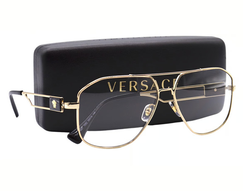 New VERSACE Aviator Eyeglasses MOD 1287 1002 57-13 145 Shiny Gold & Black Frames gallery