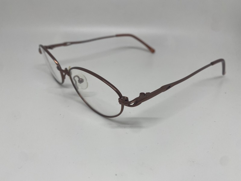 BRAND NEW WOMEN EYEGLASSES ECCA WM 5038 BR BROWN METAL RX OVAL FRAMES 49-18-135