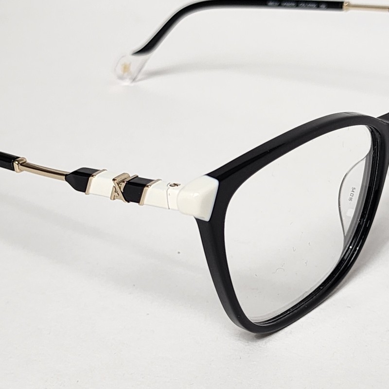 YALEA Nelly VYA070 Women's Square Glasses in Black / White w/ Gold | 54mm gallery