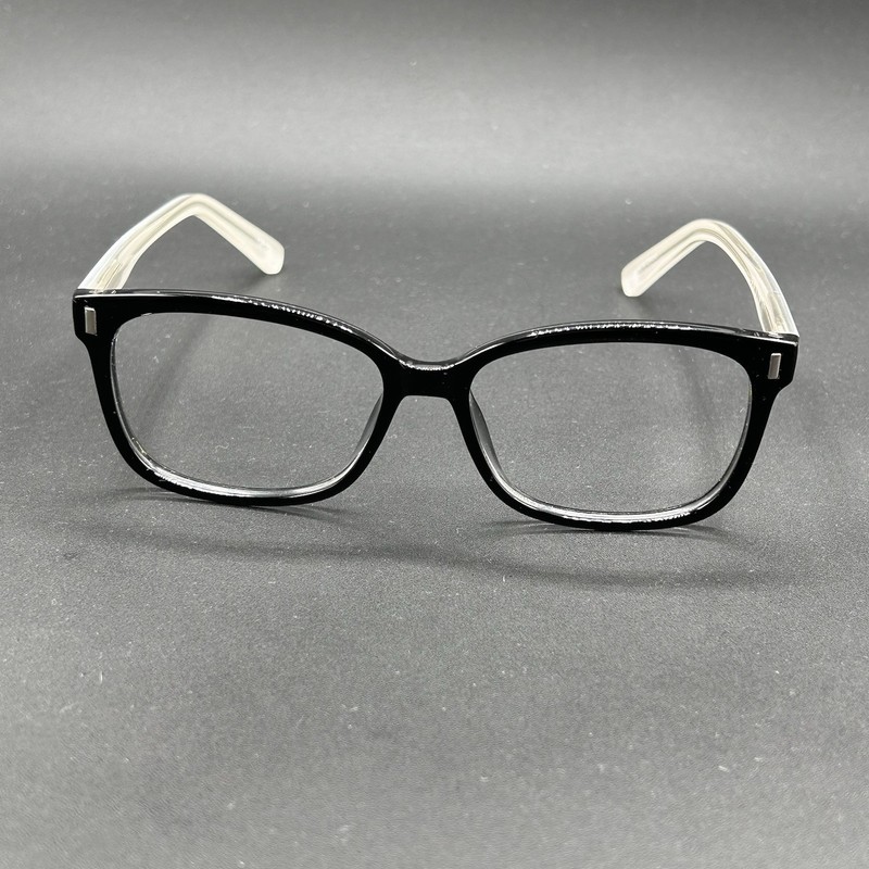 Zenni 126221 Eyeglasses Frame Black White Clear 54-15-146 Used