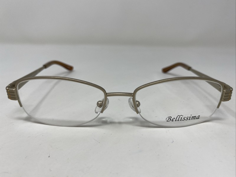 Bellissima BL 628 LIGHT GOLD 52-17-135 Metal Half Rim Eyeglasses Frame YE03