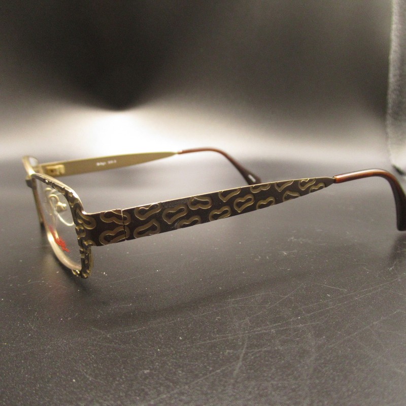 Bellagio 530 Rectangle Eyeglass Frames 49-18-140 Brown Gold Patterned Full Rim gallery