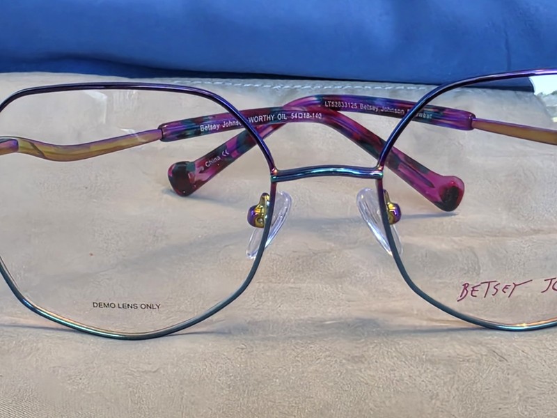 New Women's Betsey Johnson Eyeglass Frame Worthy Oil Metal 54-18-140 gallery