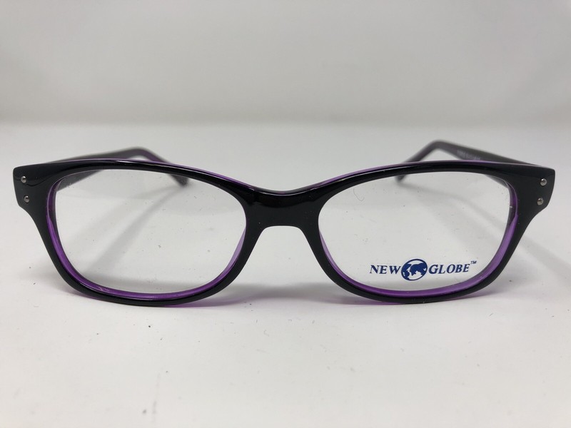 New Globe Eyeglasses Frame L4053 PURPLE 51-17-140 Black/Purple Full Rim VZ00