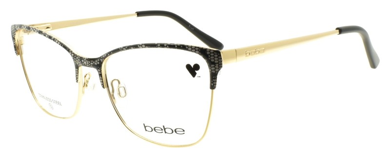 Bebe BB5221 001 Women’s Eyeglasses Frames 52-16-135 Jet Lace Black Gold