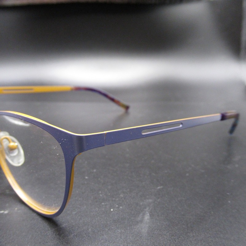 Stylish Cat Eye Eyeglass Frames Navy Blue Gold Tone S16890OF-1 52-15-135 gallery