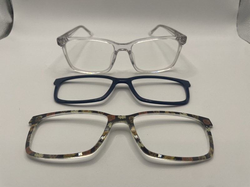PAIR EYEWEAR THE KIRBY CLEAR EYEGLASS FRAMES 54-17-140 + 2 TOPPERS NEW* – A