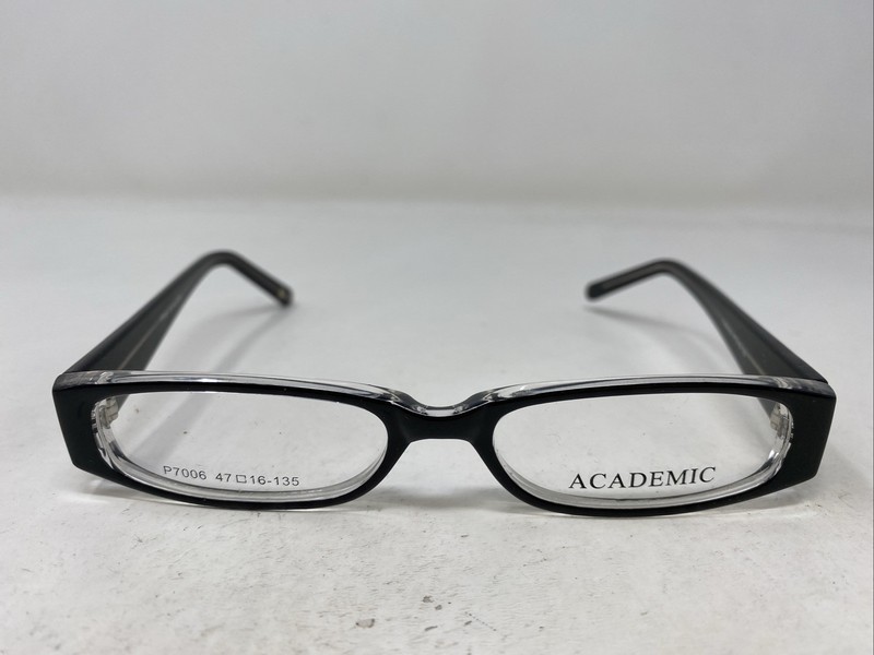 Academic P7006 C8 47-16-135 Black Crystal Plastic Full Rim Eyeglasses Frame 180G