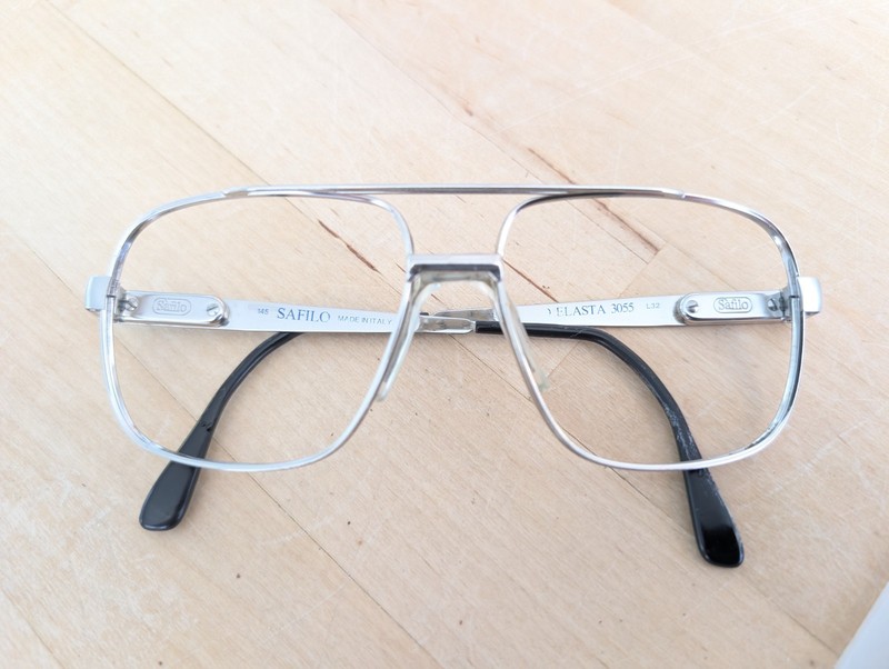 Safilo Elasta 3055 Mens 2 Bar Saddle Bridge Eyeglass Frame 57-15 Silver Grey