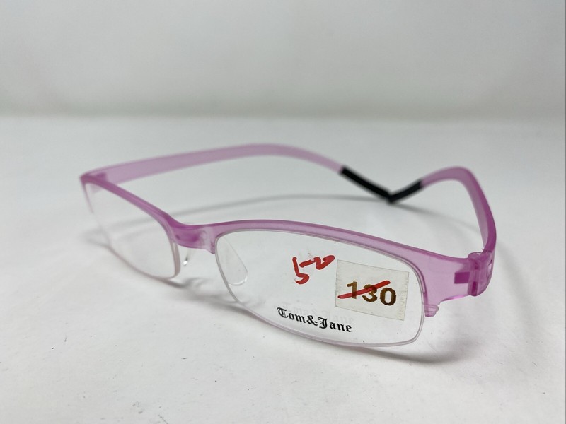 Tom & Jane Light Rose Pink 52-17-142 Plastic Half Rim Eyeglasses Frame BC45 gallery
