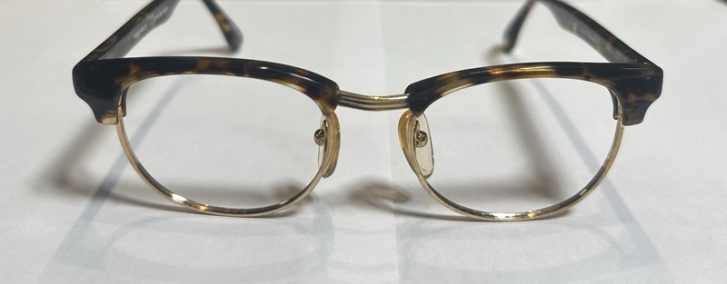 Vintage Handmade OPTILINE 6090 Eyeglass Frames 50-21-140 Tortoise & Gold Brow