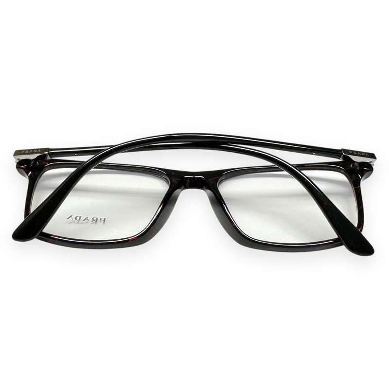 Prada VPR 01W 11F-1O1 Eyeglasses Glasses Polished Black Red Marble 54mm w/case gallery