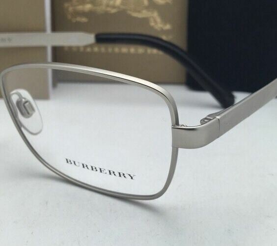 New BURBERRY Eyeglasses B 1259-Q 1159 54-16 Matte Silver Frame w/ Black Leather gallery