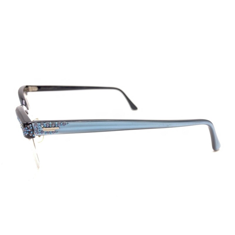 Shuron Vintage Blue Silver Black Cat Eye Eyeglasses Frames 46-18 135 USA Women gallery