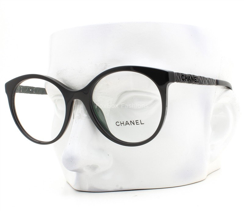 Chanel Eyeglasses Glasses ch3409 888 Polished Black 50mm with Pouch