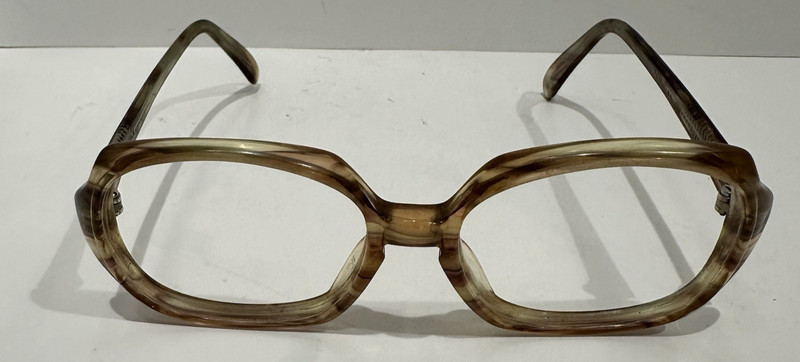Vintage Eyeglasses FRAMES ONLY Plastic Square-ish Shape Unbranded Tan Brown gallery