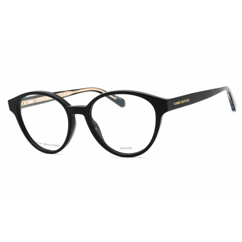 Tommy Hilfiger Women’s Eyeglasses Black Plastic Round Full Rim TH 2007 0807 00