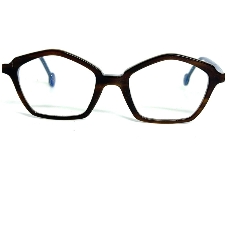 l.a.Eyeworks Birdy 364 Eyeglass Frames Brown Purple Geometric Handmade Italy