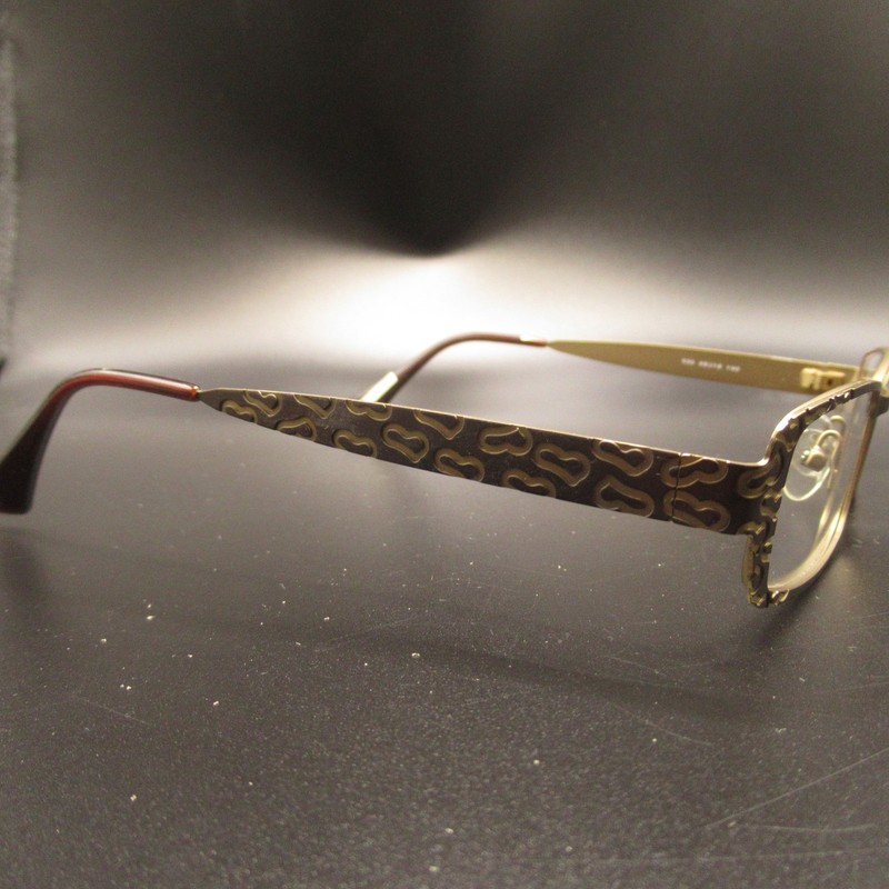 Bellagio 530 Rectangle Eyeglass Frames 49-18-140 Brown Gold Patterned Full Rim gallery