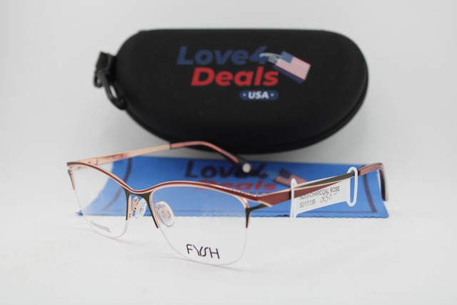 NEW FYSH 3743 M203 CHARCOAL ROSE PINK GREEN GOLD AUTHENTIC EYEGLASSES 52-17