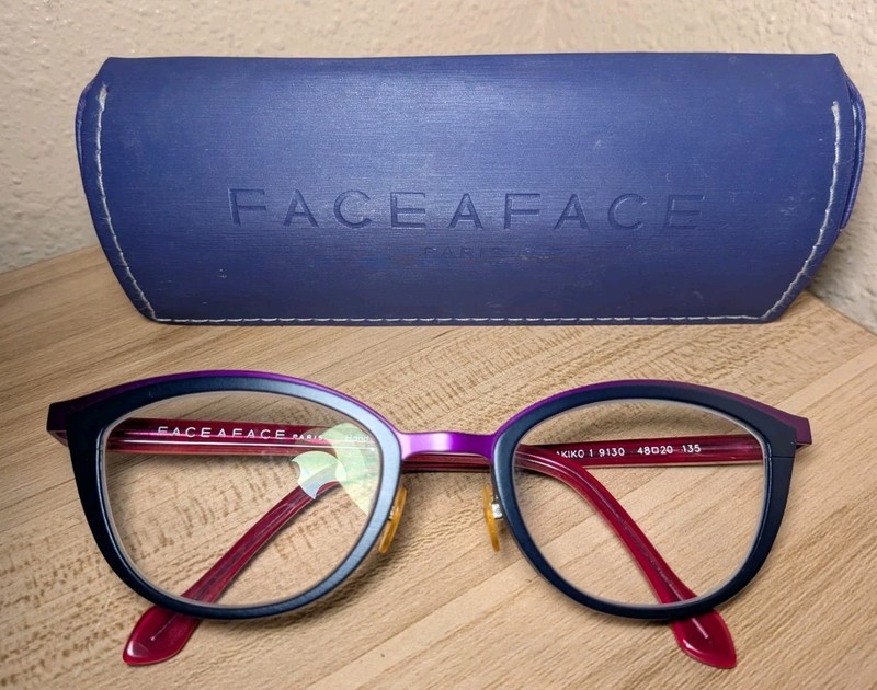 Face A Face Eyeglasses Akiko 1 9130 Violet/Purple Cat Eye 48-20-135 Handmade