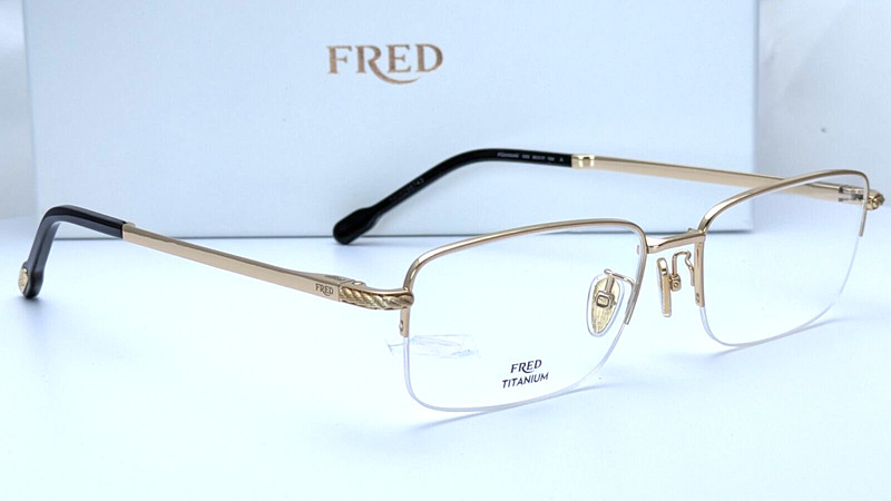 Fred FG50024U 030 Gold Plated Rectangle Half Rim Mens Eyeglasses 55mm