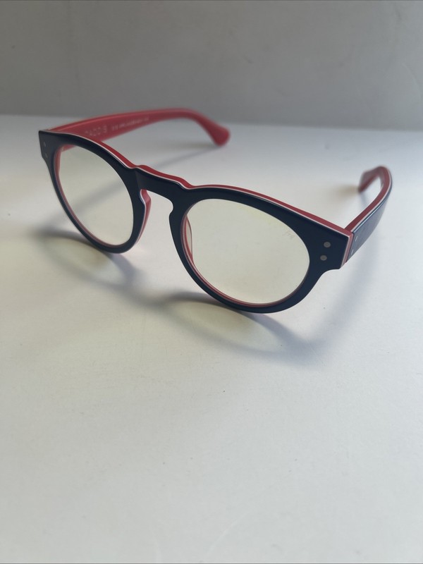 CADDIS EYE APPLIANCES The SOUP CANS 1.25 Red Blue Plastic Round Eyeglasses Frame