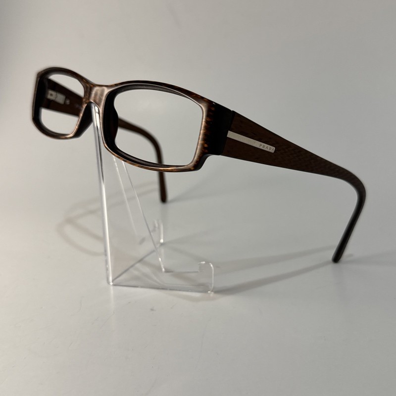 Prada VPR 03H 53016 7BP-101 Honey Brown Chevron Rectangular Eyeglass Frame Only gallery