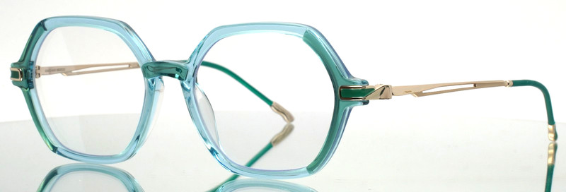 COCO AND BREEZY Graceful 104 Teal Womens Geometric Eyeglasses 52-17-145 B:43