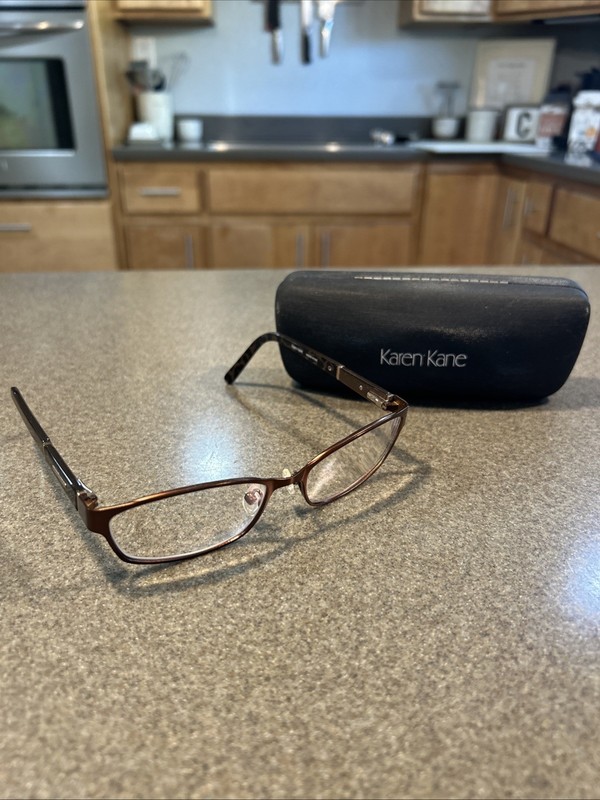 Karen Kane Wood Rose Eyeglasses Frame Women’s Mocha Brown Full Rim 53-16-135