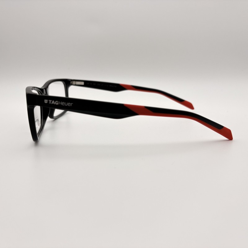 Tag Heuer Urban 551 005 Glasses Frame Matte Black Red Rectangle France 57-16-145 gallery