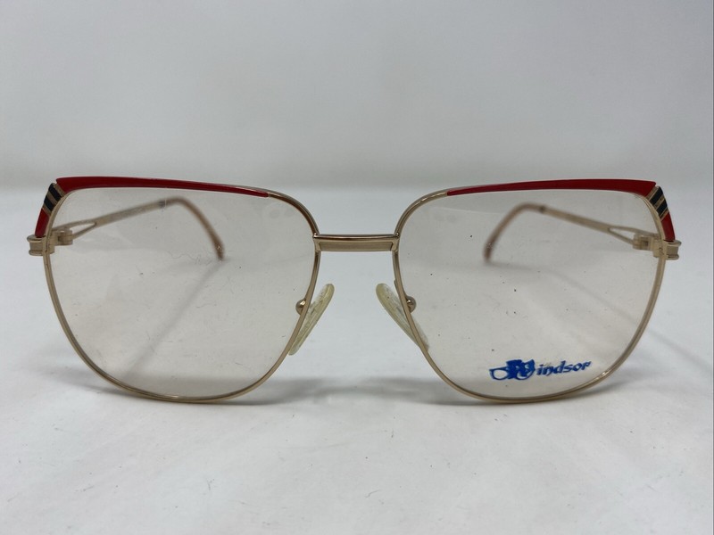 Windsor Italy ZOE GRS 58-16-135 Gold/Red Full Rim Eyeglasses Frame T308