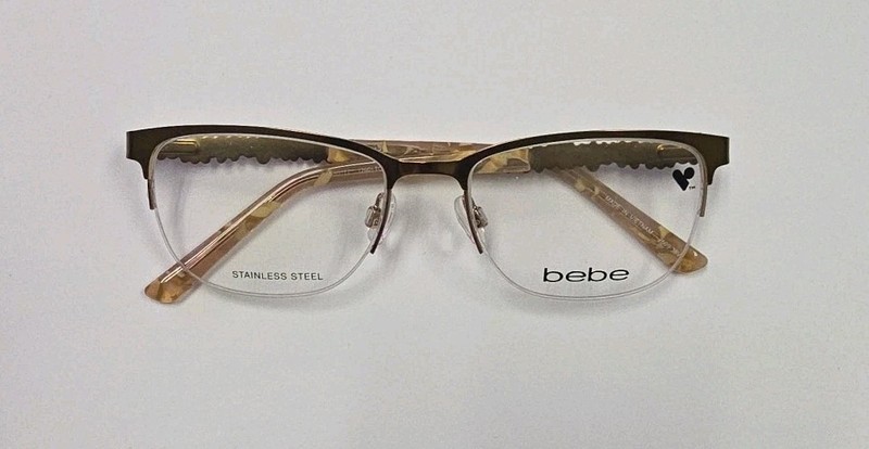 BEBE BB5177 200 Topaz Studded Glasses Golden Frames Size: 52-17-135 ONLY FRAMES
