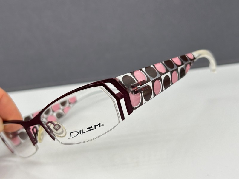 Dilem Eyeglasses Frames woman Purple Braun Dots Angular Interchangeable R Np