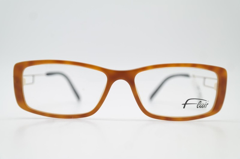Flair 002 Eyeglasses Brown Bronze Square New Acetate Metal