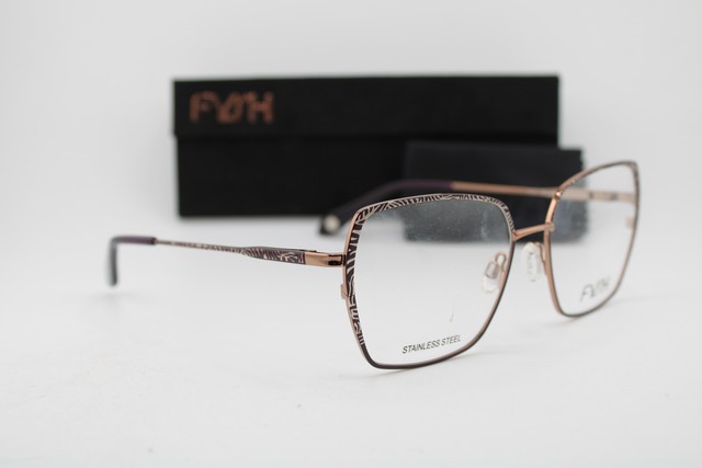 NEW FYSH 3753 M207 GOLD PURPLE GUNMETAL AUTHENTIC EYEGLASSES 54-16 gallery