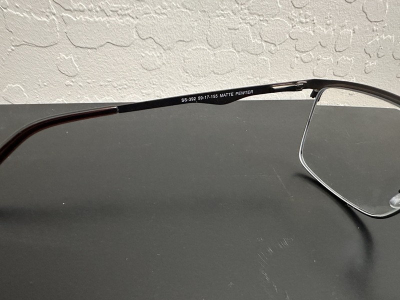 Success SS-392 Matte Pewter Metal Full Rim Rectangular Eyeglass Frames 59-17-155 gallery
