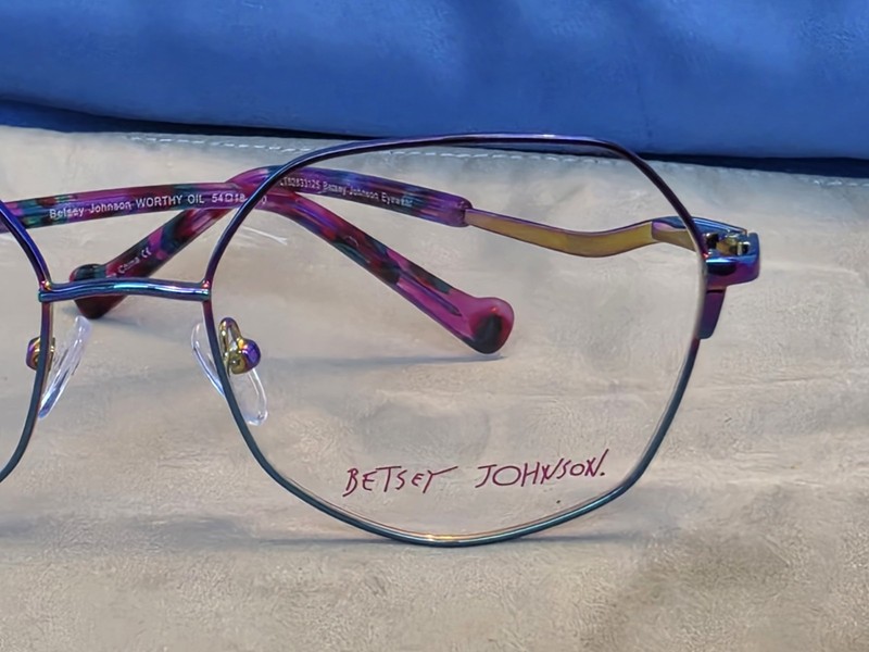 New Women's Betsey Johnson Eyeglass Frame Worthy Oil Metal 54-18-140 gallery