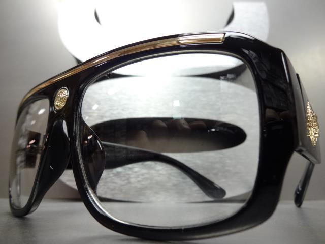 Mens CLASSIC RETRO HIP HOP RAPPER Clear Lens EYE GLASSES Large Thick Black Frame gallery