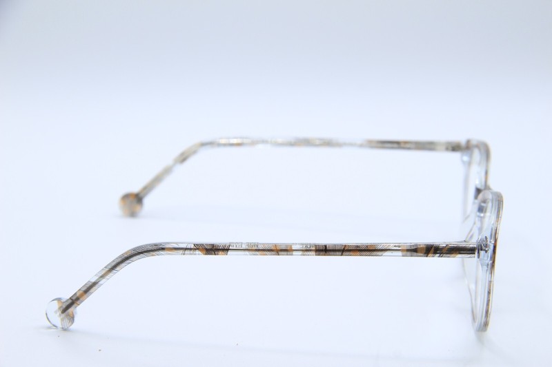 NEW L.A. EYEWORKS HORSE SHOE 616 BROWN CLEAR MARBLE AUTHENTIC EYEGLASSES 53-20 gallery