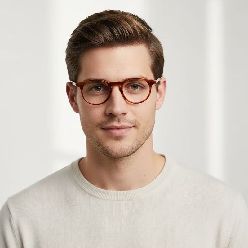 Oval Acetate Eyeglasses Frame Fashion Nerd Full Rim Men Women Classes classic gallery