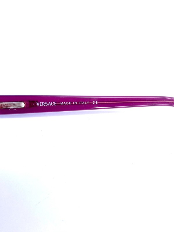 Versace Clear Lavender Pink Lucite Rectangular Glasses Italy MOD3039-B 53 16 135 gallery