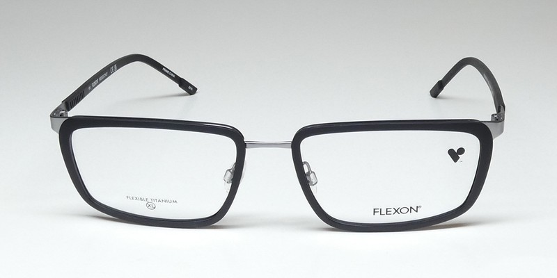 NEW FLEXON E1138 GLASSES RECTANGULAR BLACK 002 FULL-RIM 56-18-150 TITANIUM MENS gallery